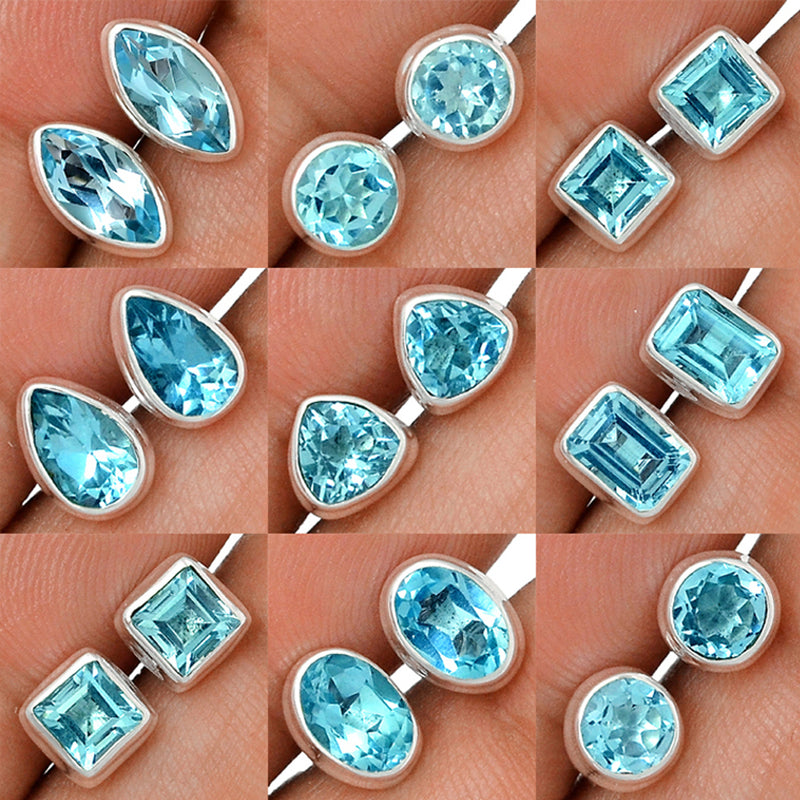 9 Pieces Mix Lot - Blue Topaz Studs - GBLTS1