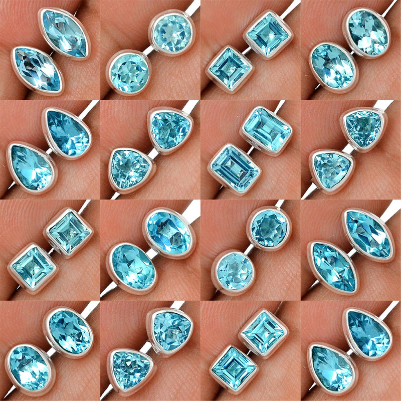 25 Pieces Mix Lot - Blue Topaz Studs - GBLTS2