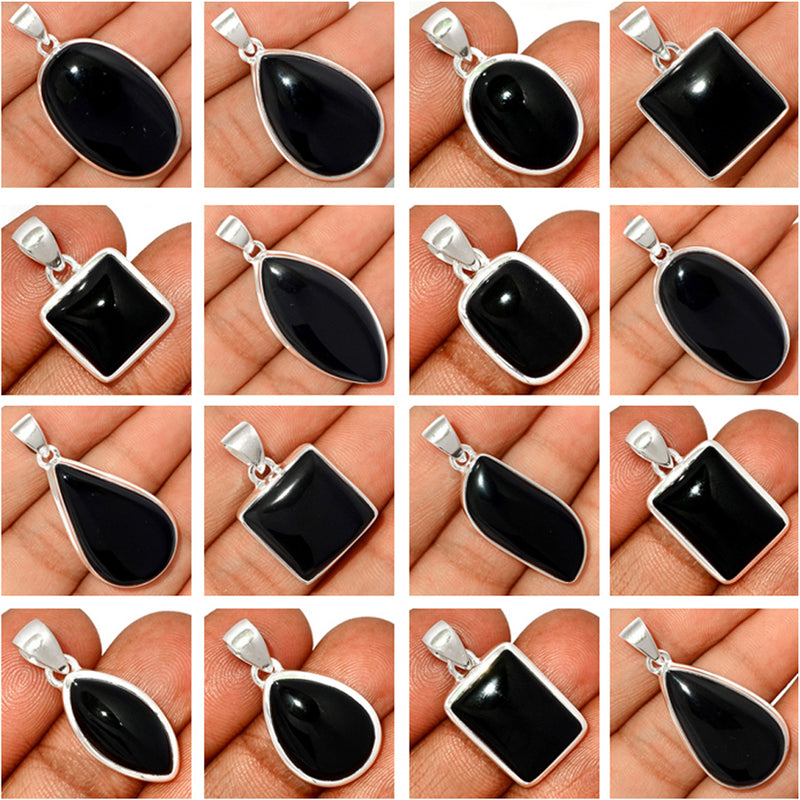 100 Grams Mix Lot - Black Onyx Pendants - GBOXP4