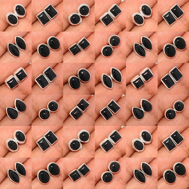 50 Pieces Mix Lot - Black Onyx Studs - GBOXS3