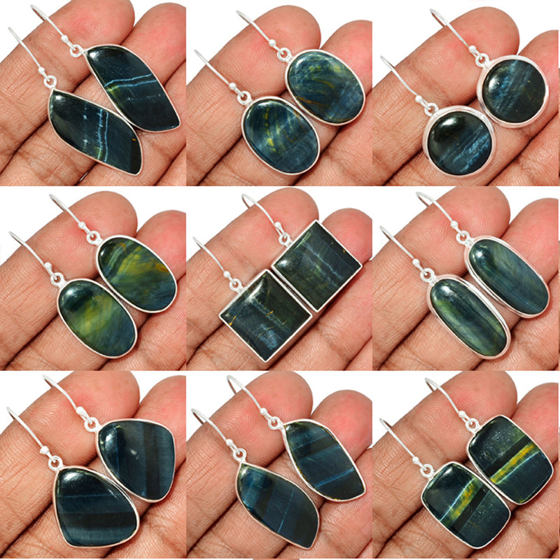 9 Pieces Mix Lot - Blue Tiger Eye Earrings - GBTEE1