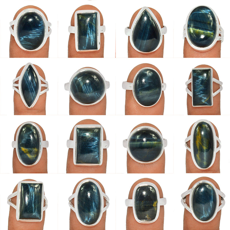 100 Grams Mix Lot - Blue Tiger Eye Rings - GBTER1