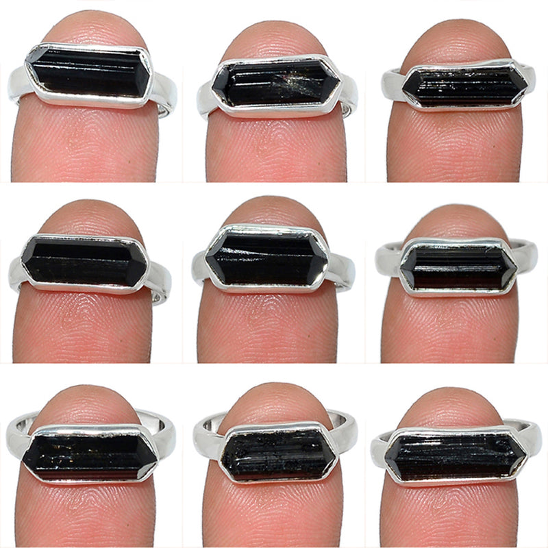 9 Pieces Mix Lot - Black Tourmaline Rings - GBTMR4