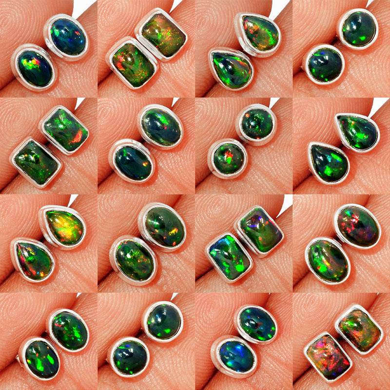 25 Pieces Mix Lot - Chalama Black Opal Studs - GCBOS2