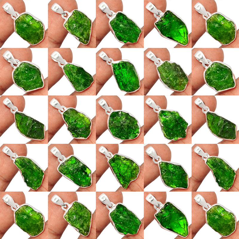 250 Grams Mix Lot - Chrome Diopside Pendants - GCDSP3