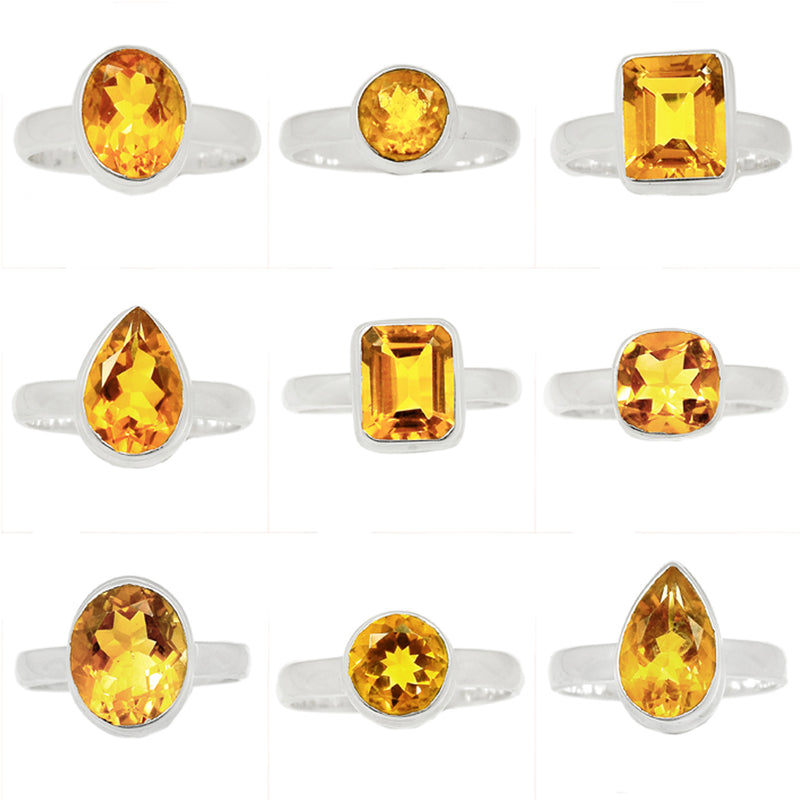 9 Pieces Mix Lot - Citrine Rings - GCITR1