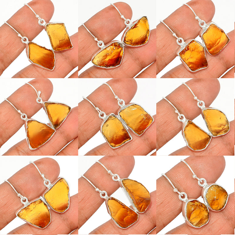 9 Pieces Mix Lot - Cognac Quartz Rough Earrings - GCQRE1