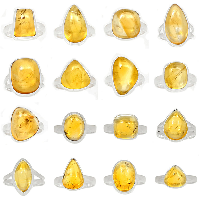 100 Grams Mix Lot - Citrine Cabochon Rings - GCTCR1