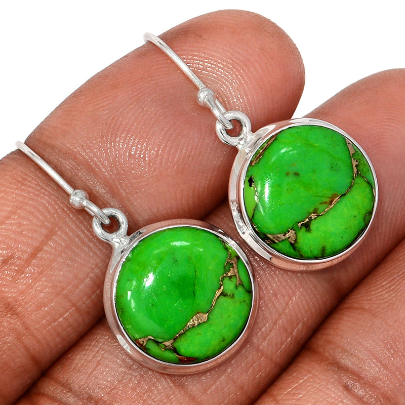 1.3" Green Copper Turquoise Earrings - GCTE804