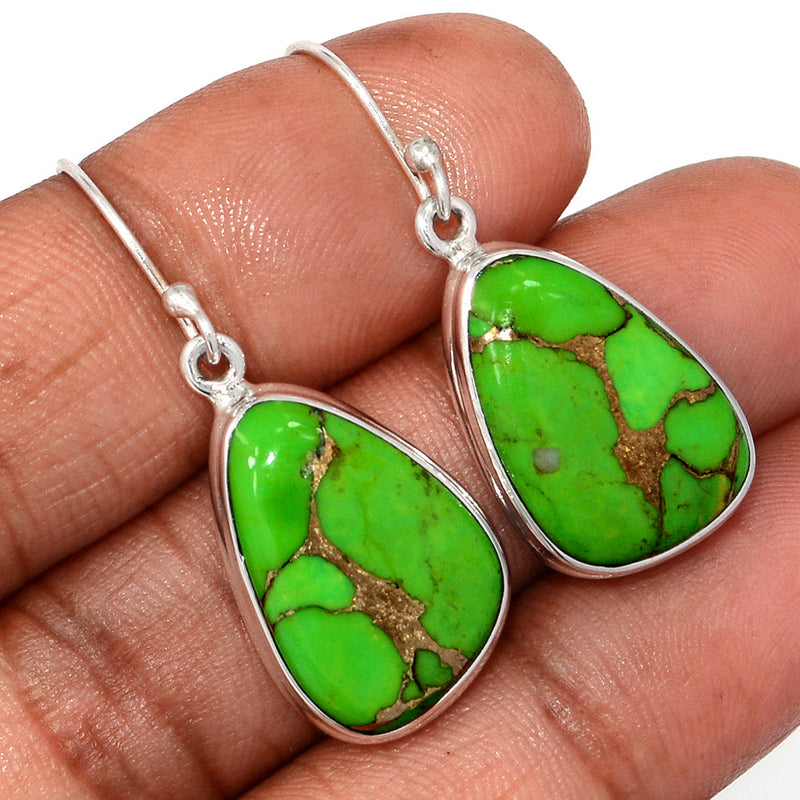 1.5" Green Copper Turquoise Earrings - GCTE808