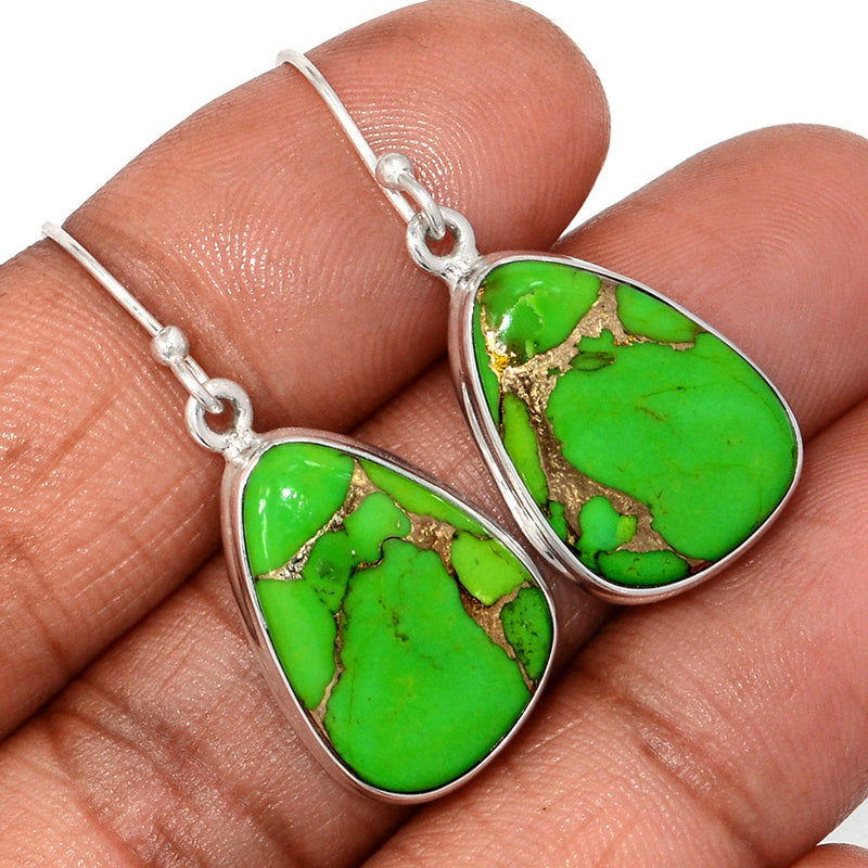 1.5" Green Copper Turquoise Earrings - GCTE815