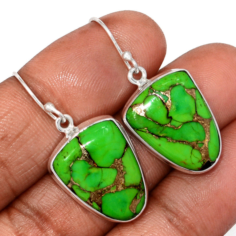 1.5" Green Copper Turquoise Earrings - GCTE822