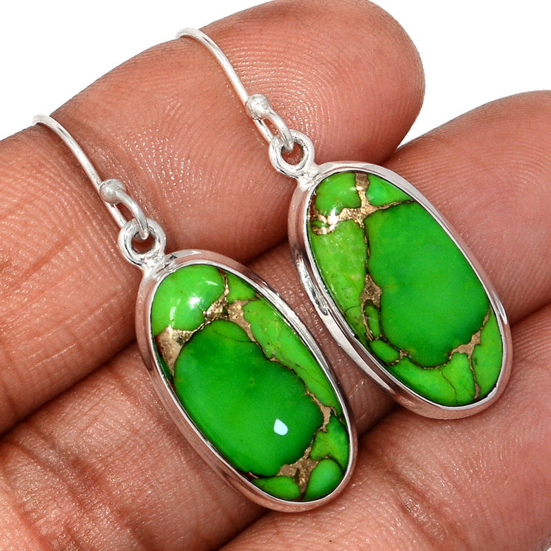 1.6" Green Copper Turquoise Earrings - GCTE825