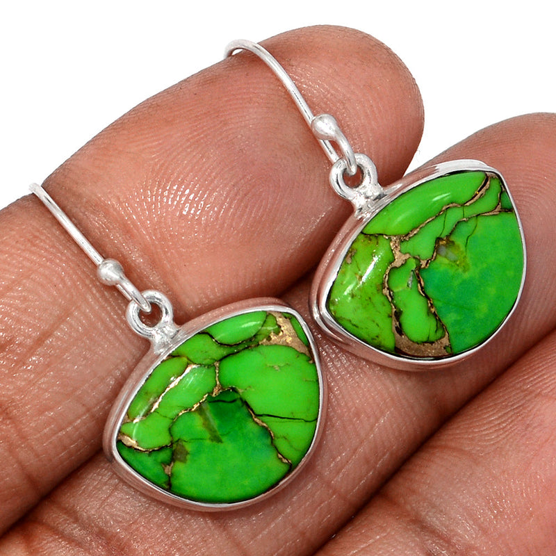 1.2" Green Copper Turquoise Earrings - GCTE834