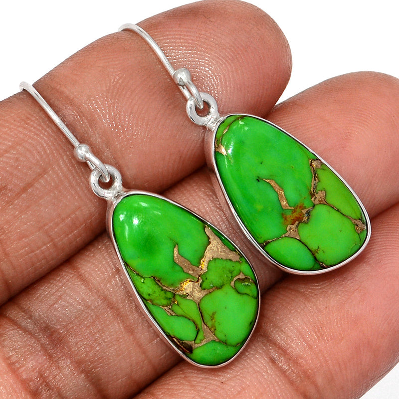 1.5" Green Copper Turquoise Earrings - GCTE839