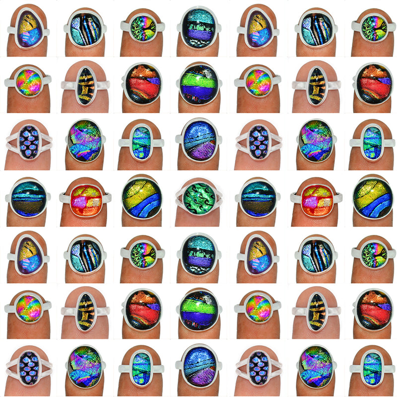 500 Grams Mix Lot - Dichroic Glass Rings - GDICR3