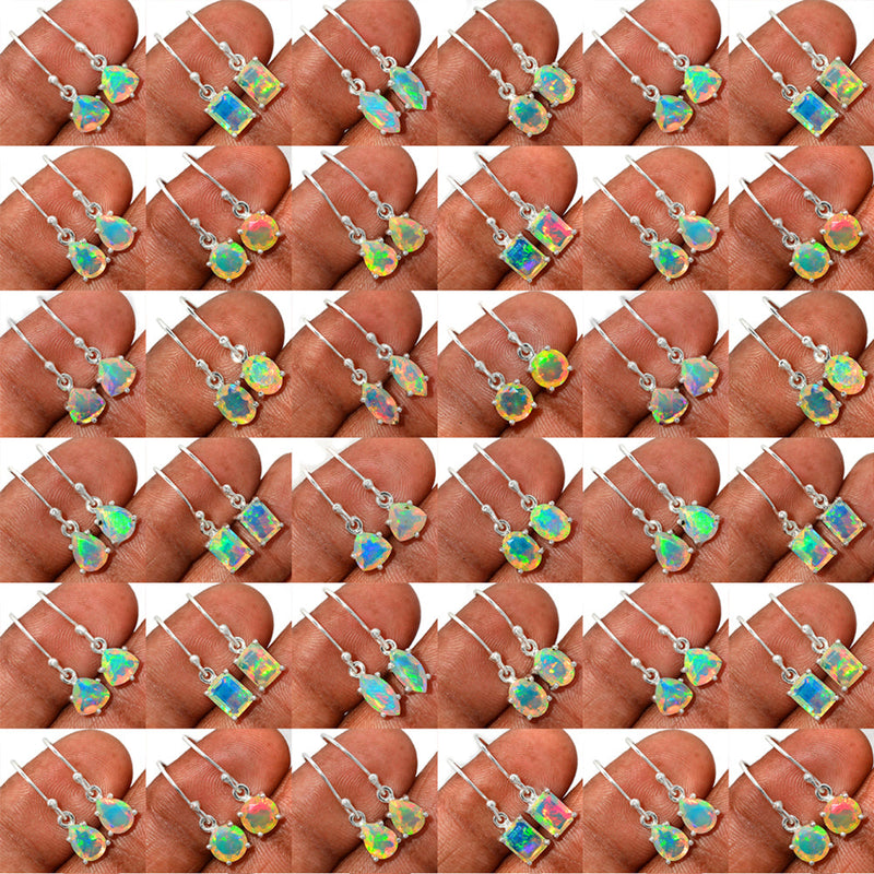 50 Pieces Mix Lot - Claw Setting - Ethiopian Opal Faceted Earrings - GEOFE6