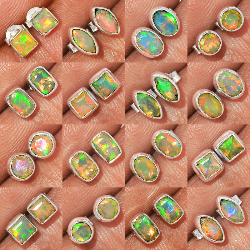 25 Pieces Mix Lot - Ethiopian Opal Faceted Studs - GEOFS2