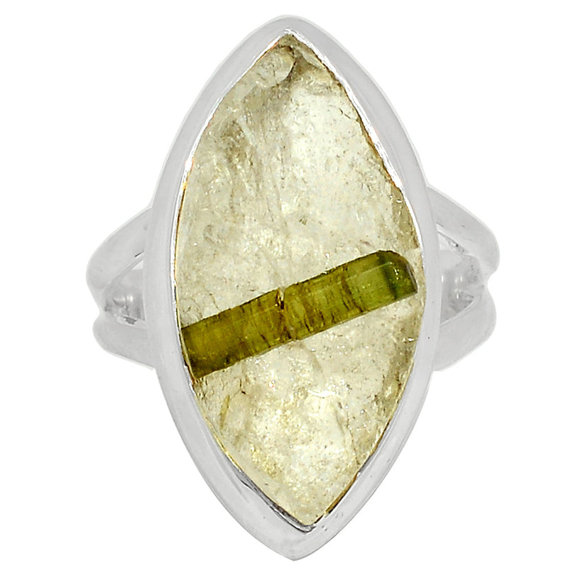 Green Tourmaline In Quartz Ring - GEQR163