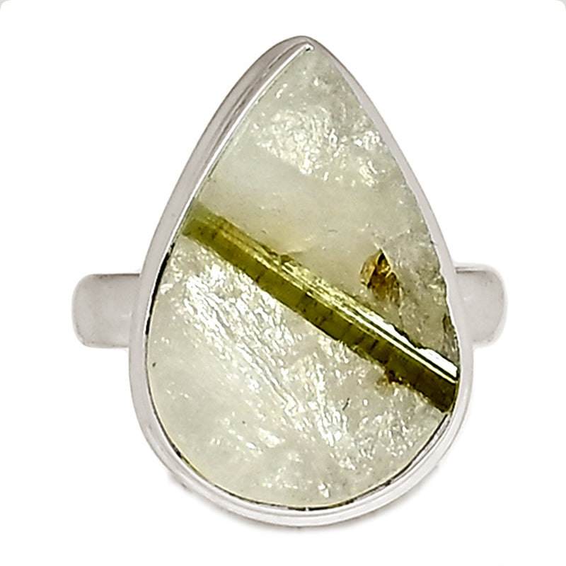 Green Tourmaline In Quartz Ring - GEQR294