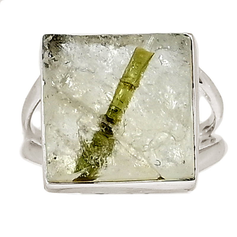 Green Tourmaline In Quartz Ring - GEQR295