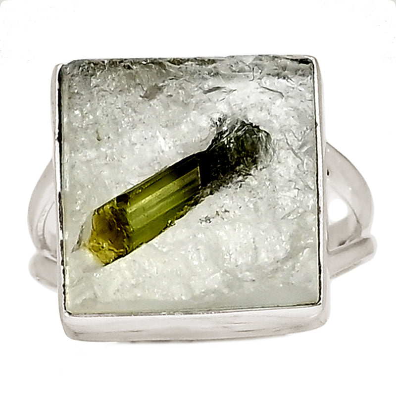 Green Tourmaline In Quartz Ring - GEQR297