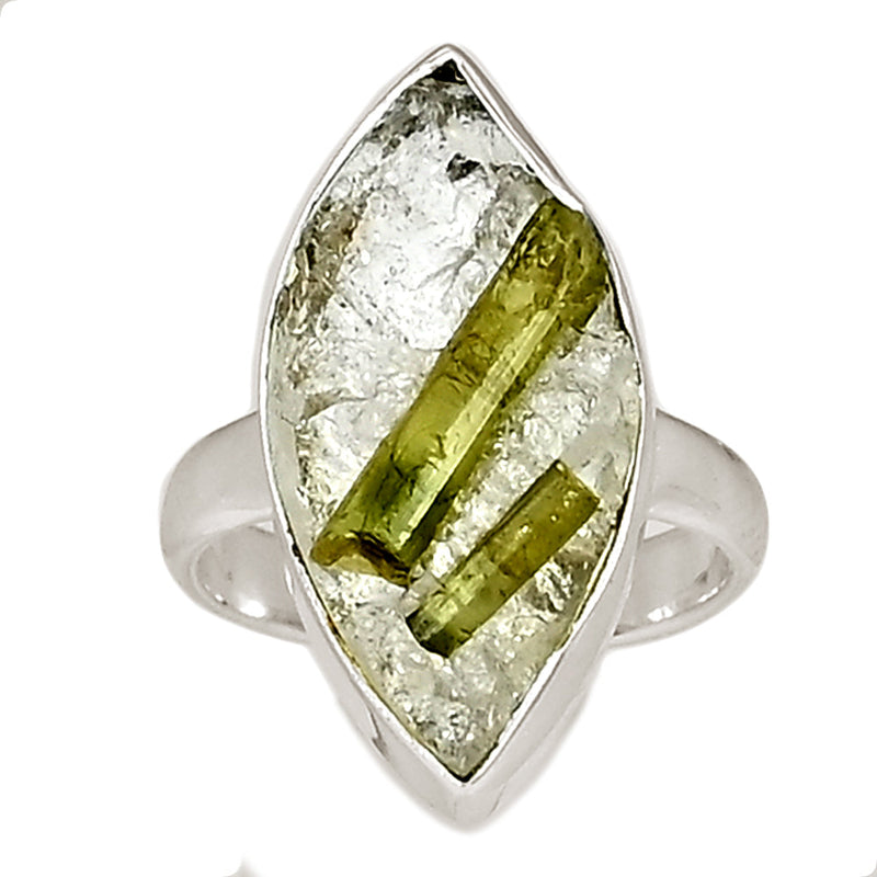 Green Tourmaline In Quartz Ring - GEQR299