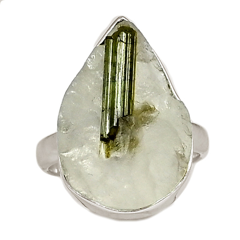 Green Tourmaline In Quartz Ring - GEQR302