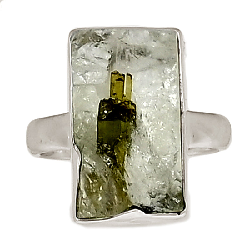 Green Tourmaline In Quartz Ring - GEQR304