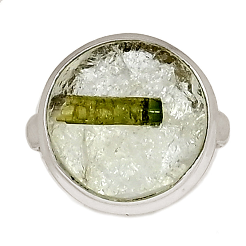 Green Tourmaline In Quartz Ring - GEQR305