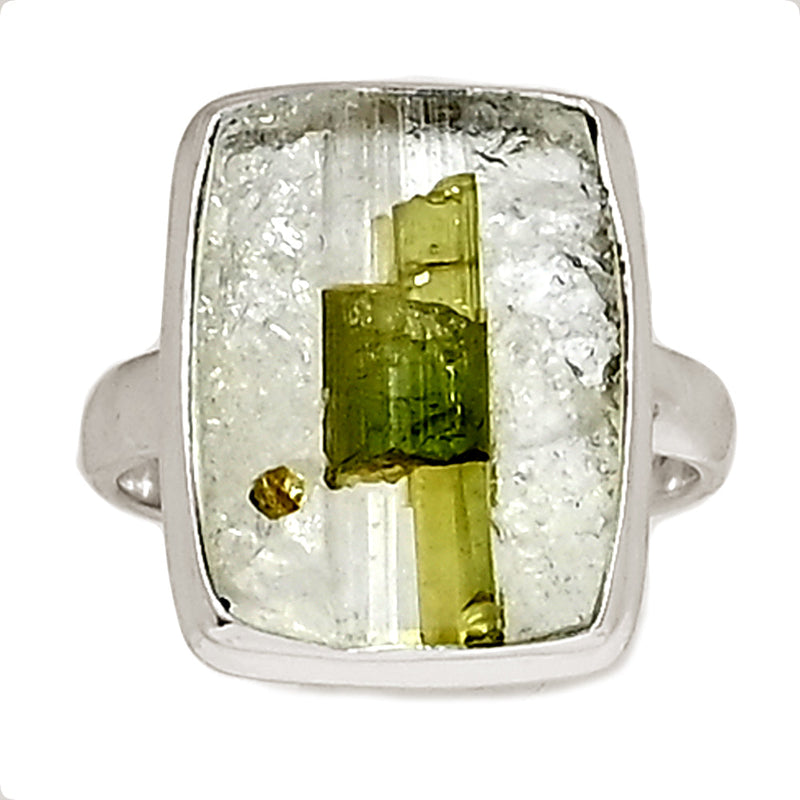 Green Tourmaline In Quartz Ring - GEQR306