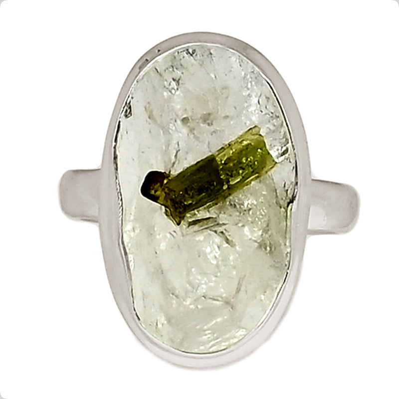 Green Tourmaline In Quartz Ring - GEQR308