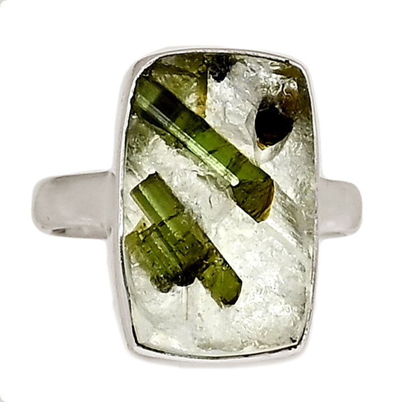 Green Tourmaline In Quartz Ring - GEQR309