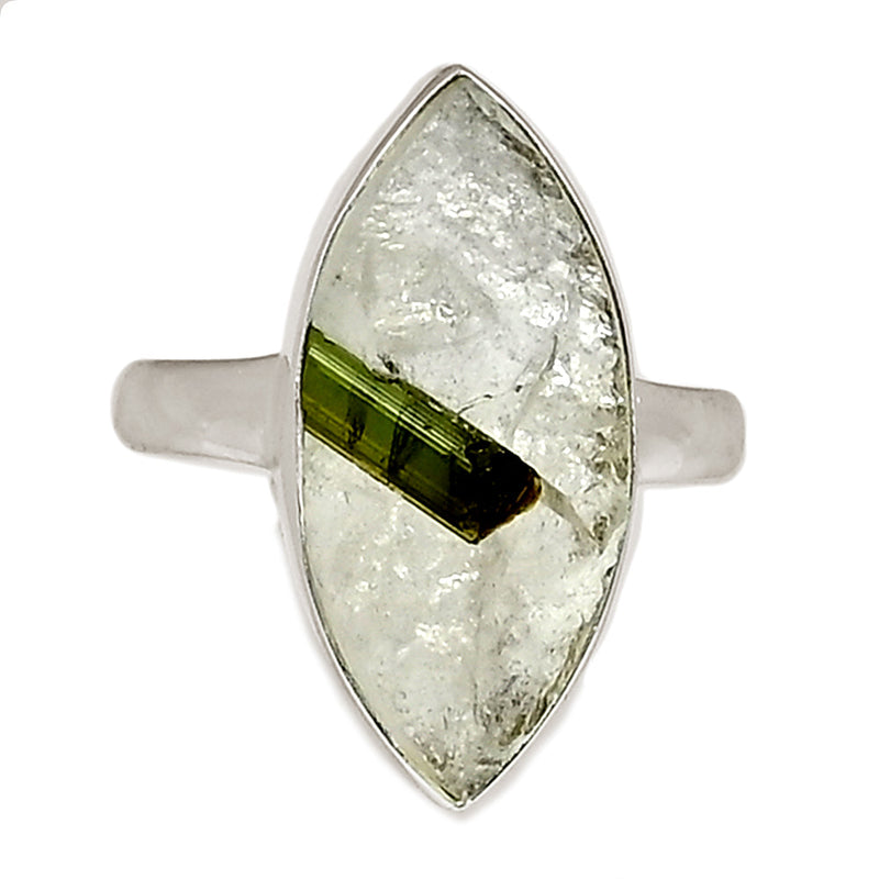 Green Tourmaline In Quartz Ring - GEQR310