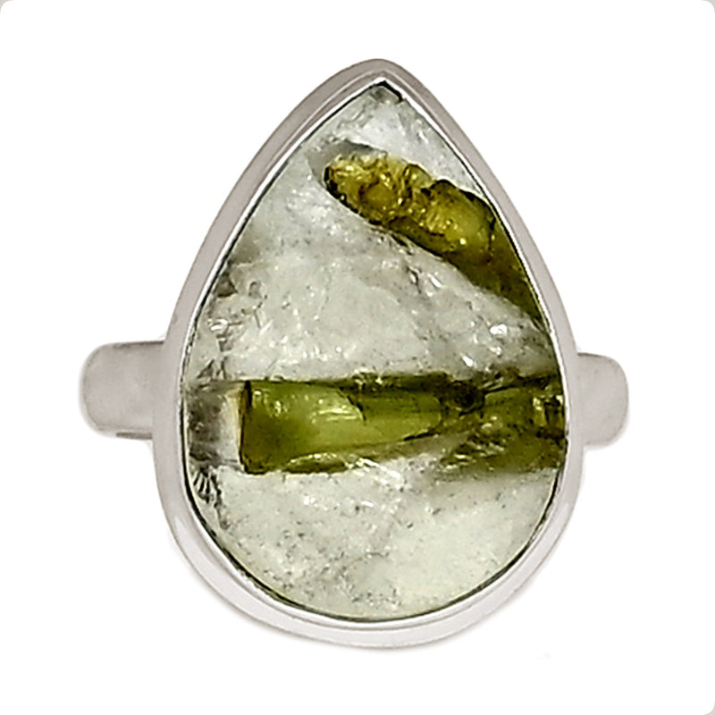 Green Tourmaline In Quartz Ring - GEQR311