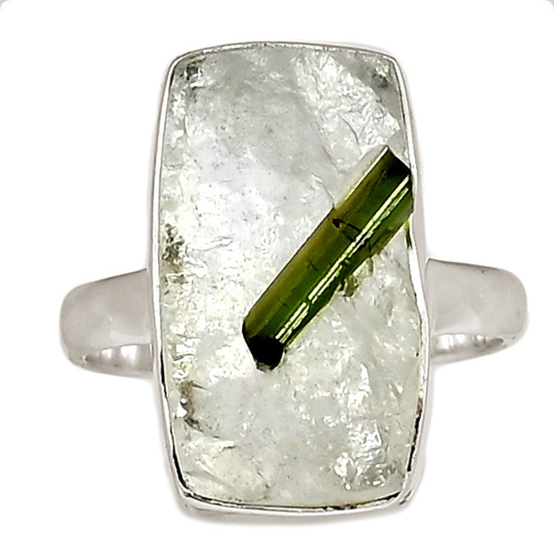 Green Tourmaline In Quartz Ring - GEQR313