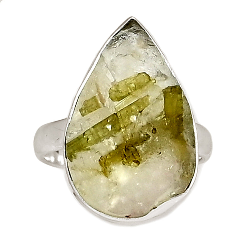 Green Tourmaline In Quartz Ring - GEQR314