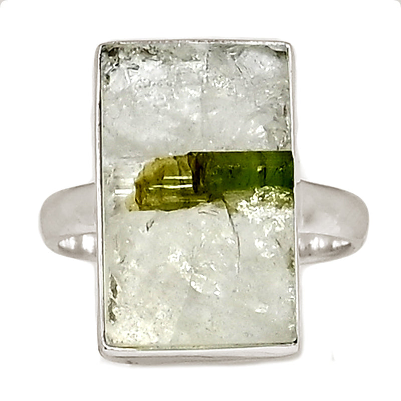 Green Tourmaline In Quartz Ring - GEQR315