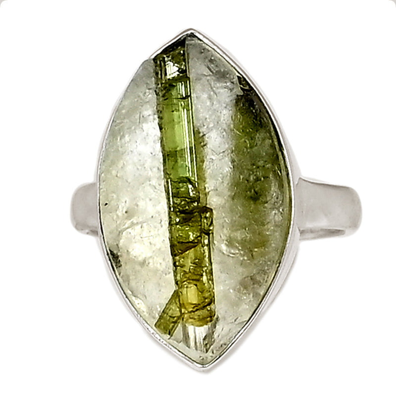 Green Tourmaline In Quartz Ring - GEQR320