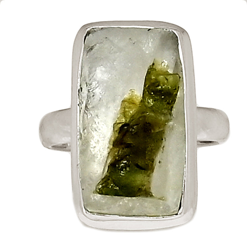 Green Tourmaline In Quartz Ring - GEQR322