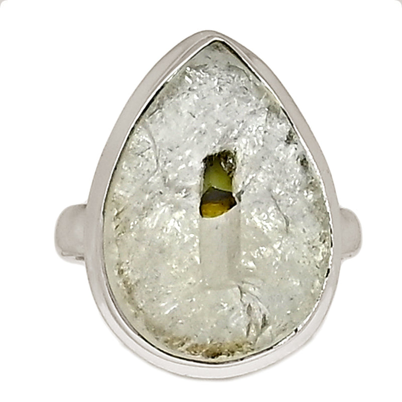 Green Tourmaline In Quartz Ring - GEQR324