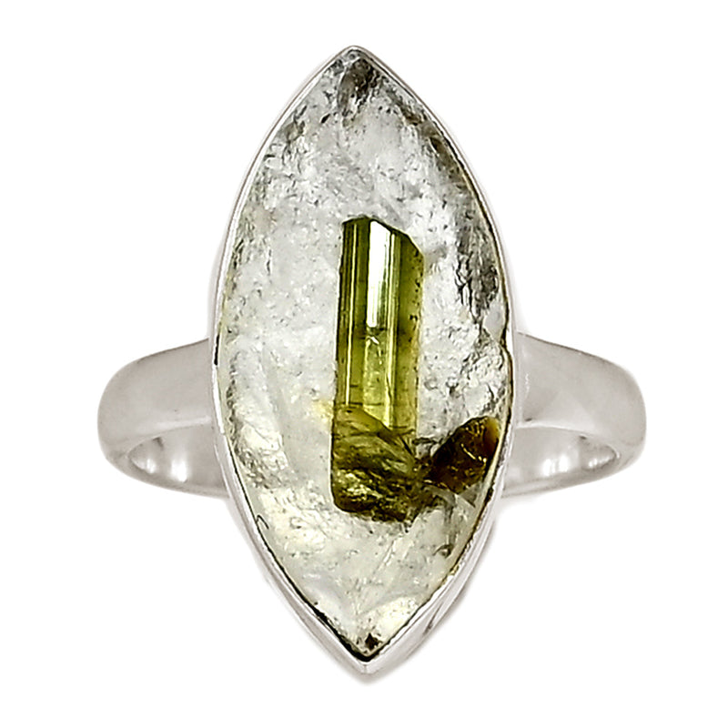 Green Tourmaline In Quartz Ring - GEQR326