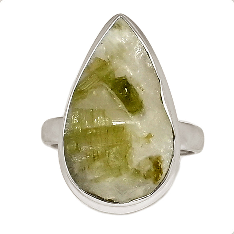 Green Tourmaline In Quartz Ring - GEQR327