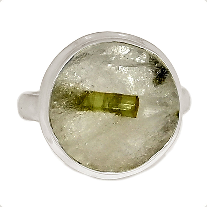 Green Tourmaline In Quartz Ring - GEQR330