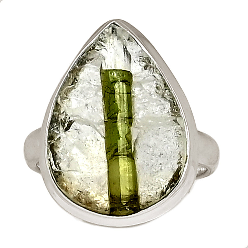 Green Tourmaline In Quartz Ring - GEQR331