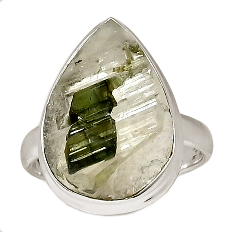 Green Tourmaline In Quartz Ring - GEQR332