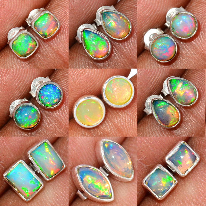 9 Pieces Mix Lot - Ethiopian Opal Studs - GETOS1