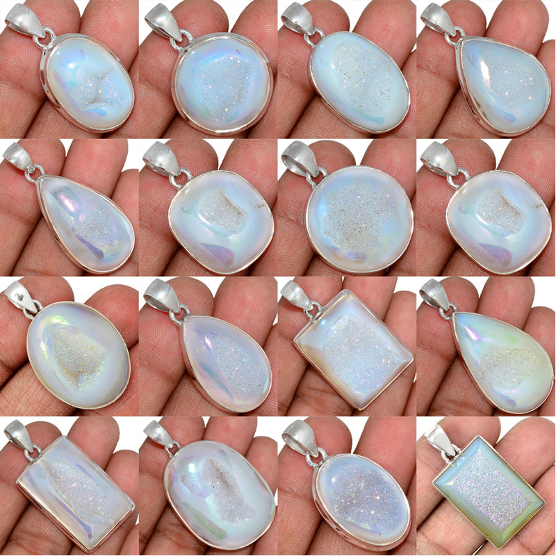 100 Grams Mix Lot - Angel Aura Druzy Pendants - GGPWP1