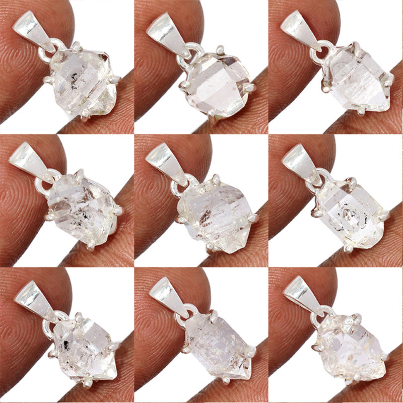 9 Pieces Mix Lot - Claw Setting - Herkimer Diamond Pendants - GHKDP10