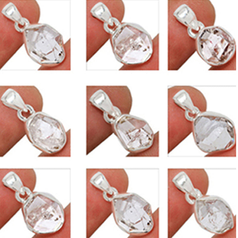 9 Pieces Mix Lot - Plain Setting - Herkimer Diamond Pendants - GHKDP1